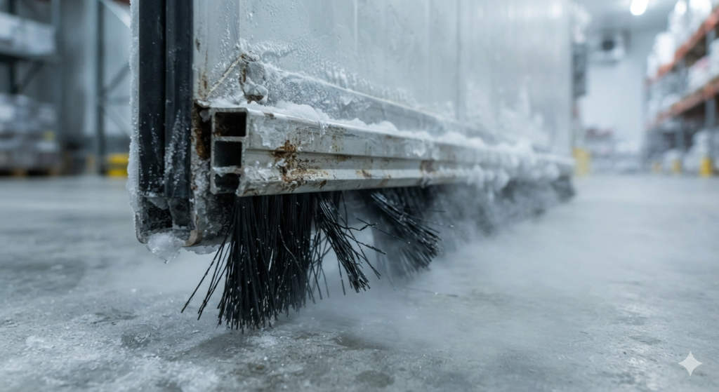 failed nylon strip brush cold storage door.jpg